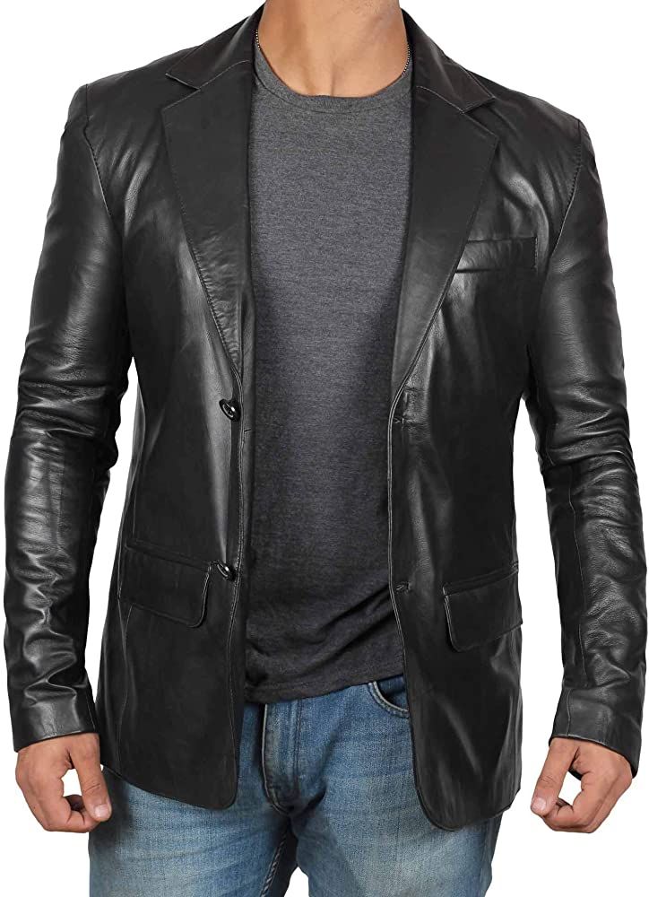 Casual Mens Leather Jacket /& Sports Coat Leather Blazers For Men