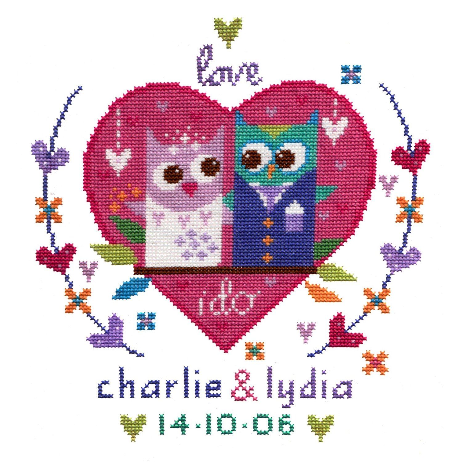 The Stitching Shed Owl Wedding Sampler Counted Cross Stitch kit