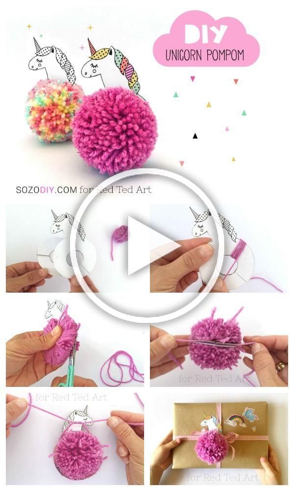 Unicorn Pom Pom. Unicorn pom pom keychain. Unicorn Pom Pom gift decoration. How...