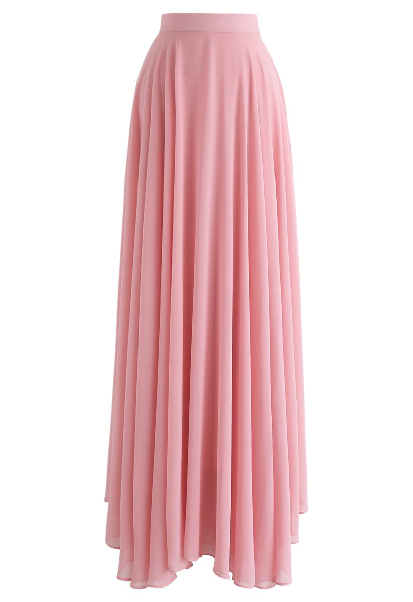 timeless favorite chiffon maxi skirt in mustard
