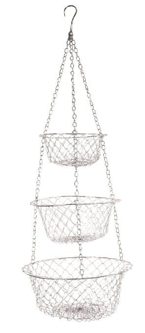 3 Tier Wire Hanging Kitchen Basket Fruit Vegetable Organizer Plant Storage Green