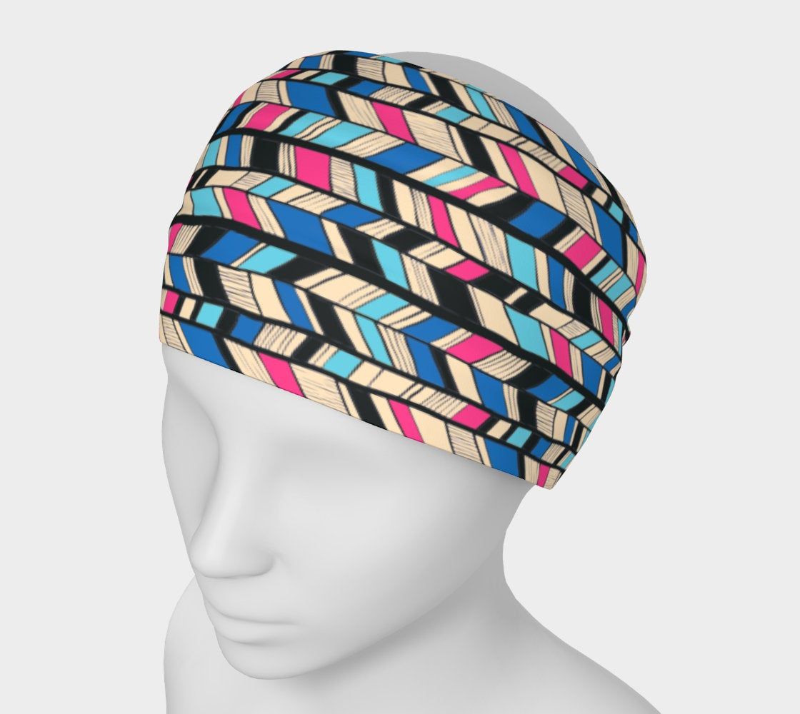 BRIGHT COLORED HEADBAND CHEVRON STRETCH COMFORTABLE SUMMER!