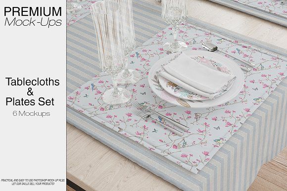 Download Tablecloth, Runner, Napkins & Plates | Mockup free psd ...