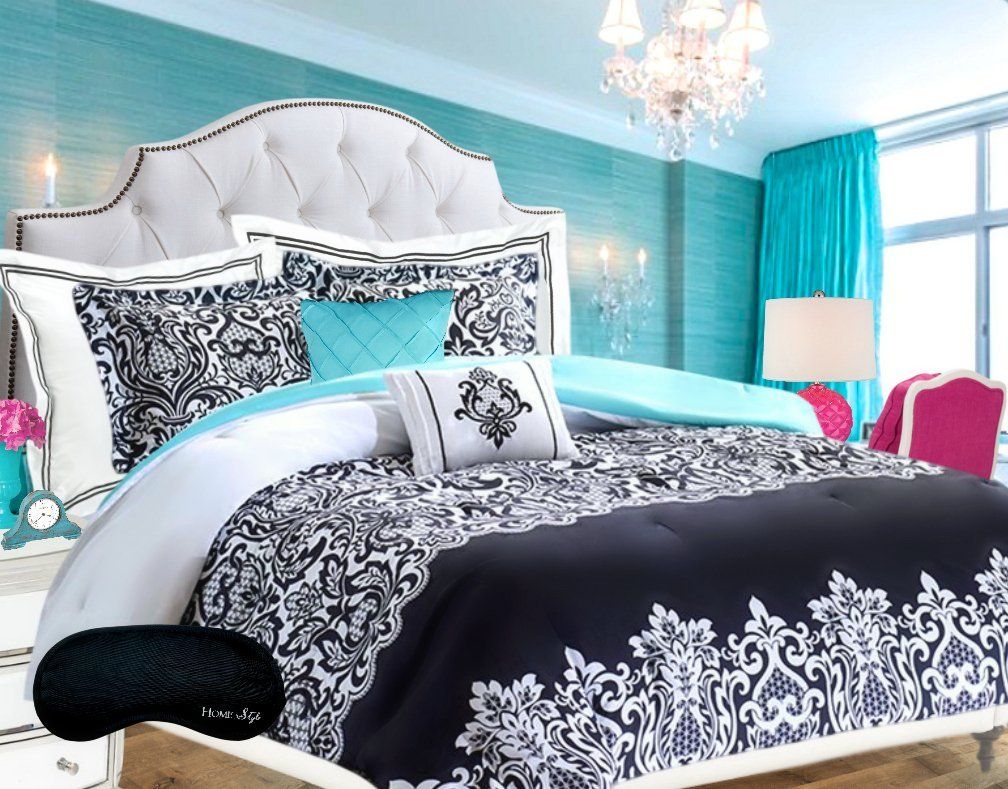 Aqua Bedding Comforter Sets And Quilts In 2019 Damask