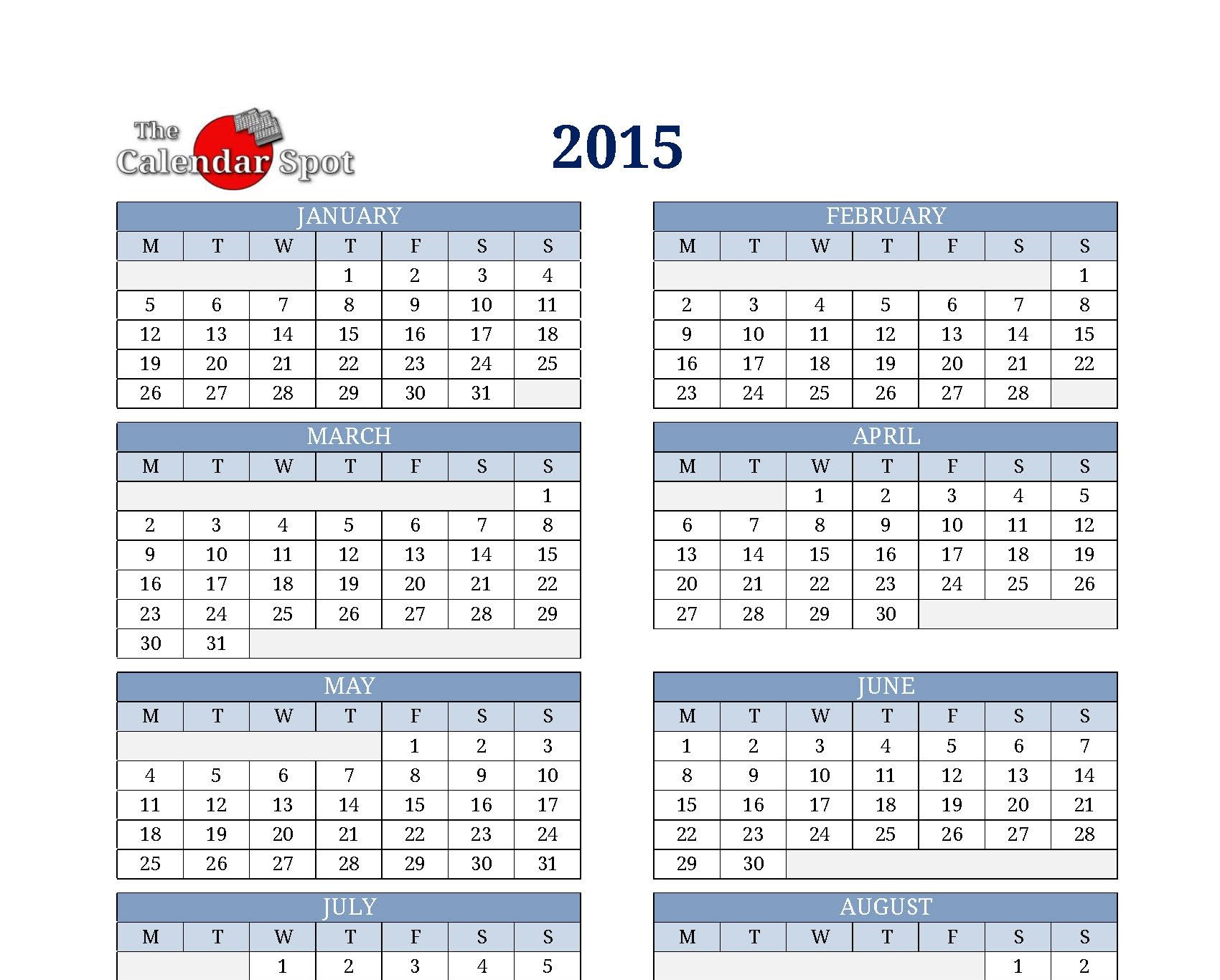 year to a page calendar