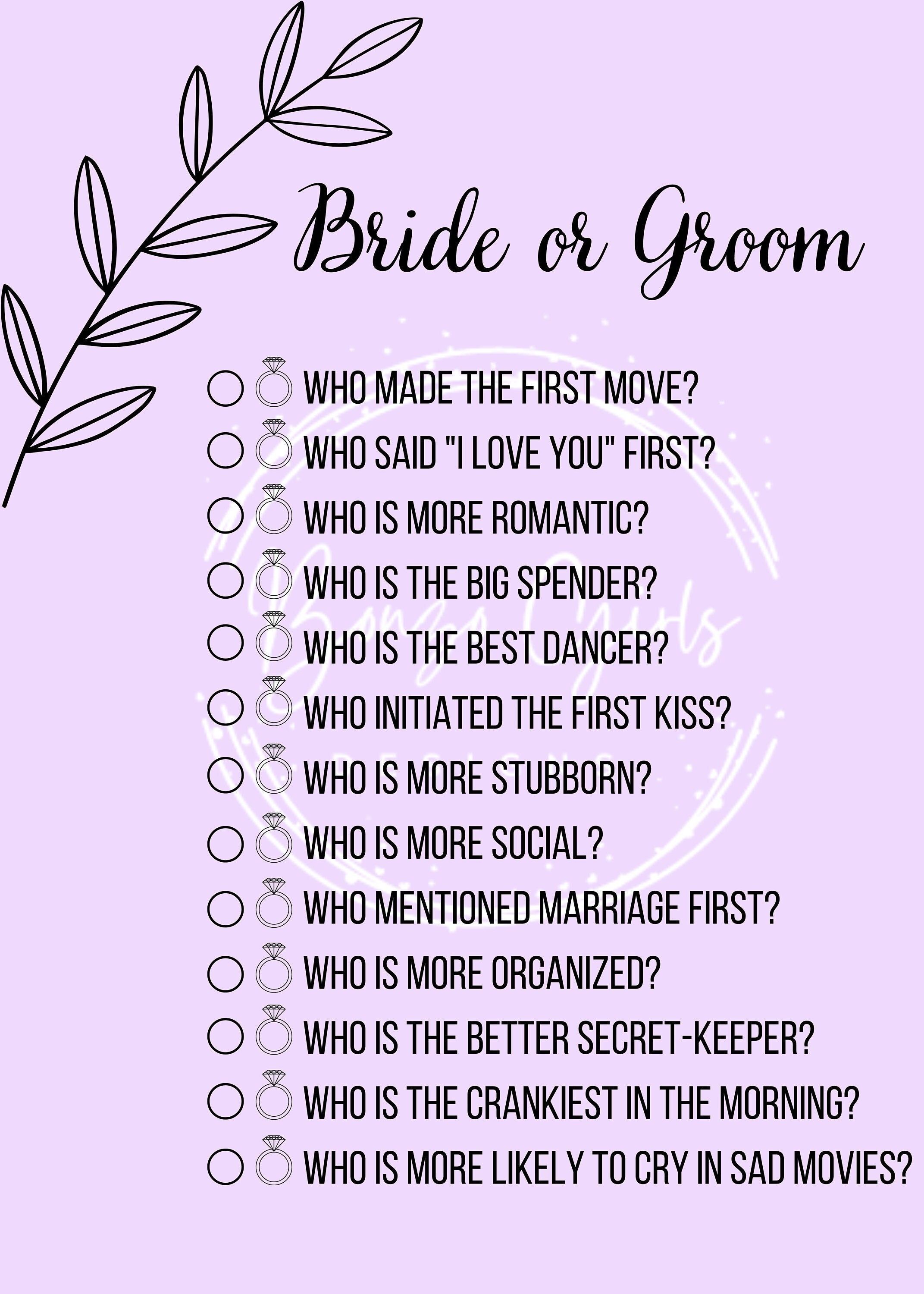 Bride or Groom and The Price is Right Bridal Shower/Bachelorette Party Game Digital Print (2 Pack)