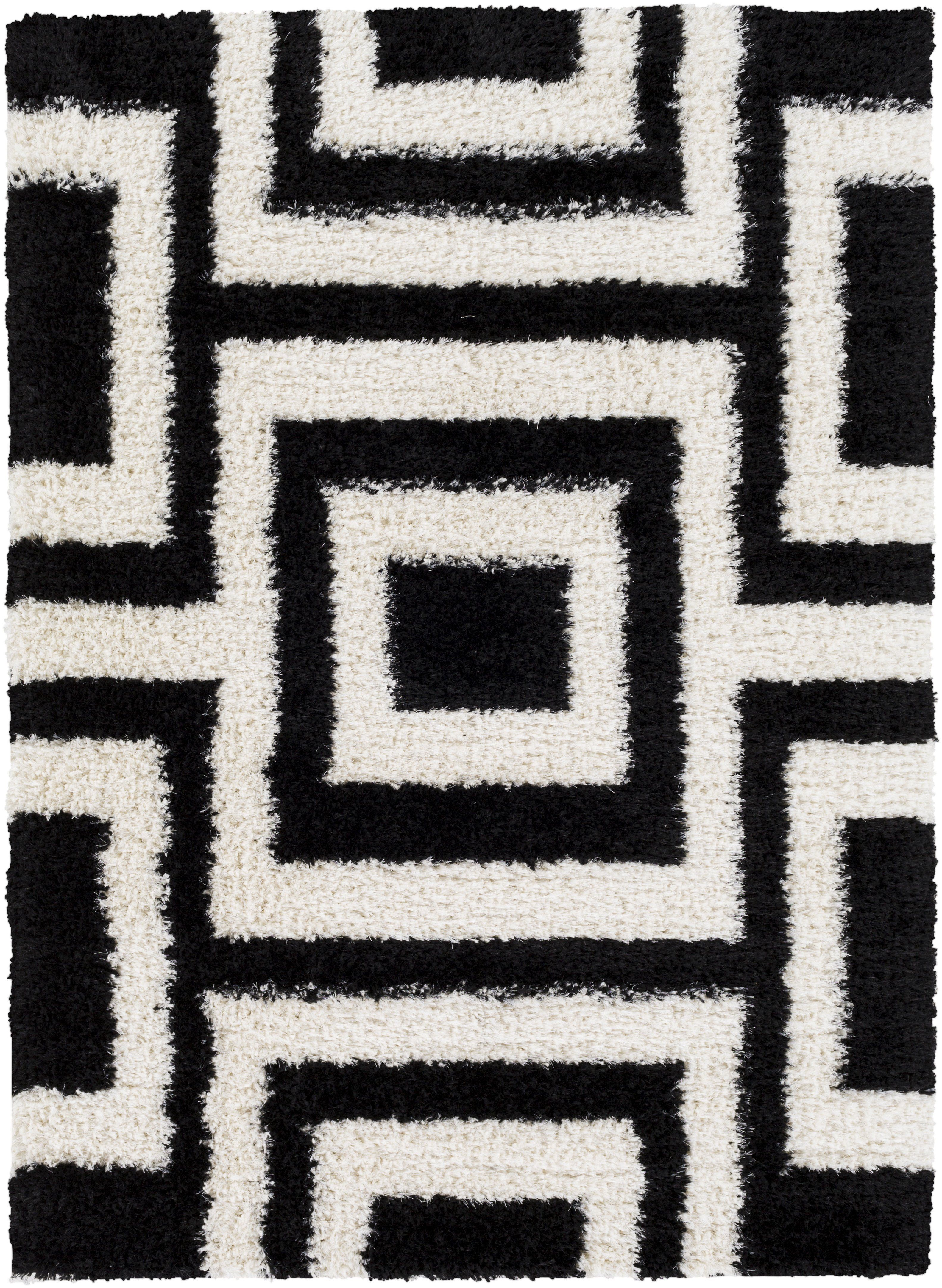 Surya Winfield Wnf1005 Black White Shag Area Rug Area Rugs Indoor Area Rugs Rugs