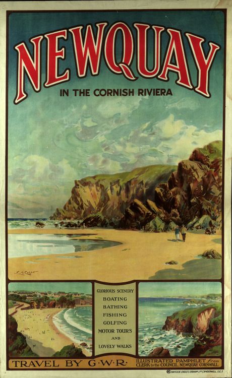 Vintage GWR Newquay Cornish Riviera Railway Poster A3 Print
