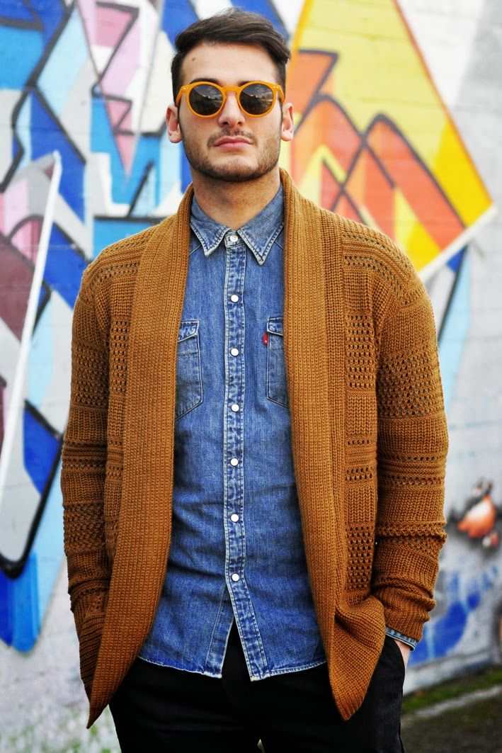 YourMirrorStyle: 1920'S P3 DAPPER VINTAGE INSPIRED ROUND SUNGLASSES 8637 Jeans Levi's, Denim Shirt, Shirt Men, Knit Denim, Casual Outfits, Mens Outfits, Fashion Outfits, Bar Outfits, Woman Outfits