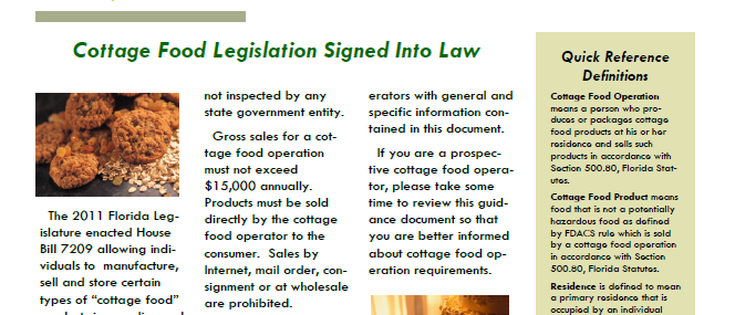 Florida Cottage Food Industry Laws for Farmers Markets ...