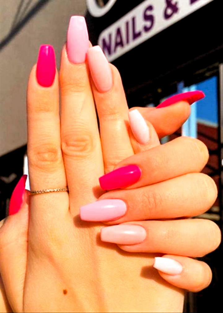 60 Classy Pink Nails With Glitter Accent And Rhinestones The First Hand Fashion News For Females Pink Nails Acrylic Nails Coffin Short Pink Acrylic Nails