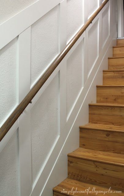 Basement Staircase Board and Batten | Simply Beautiful By Angela Hallway Stairs Ideas, Redo Stairs, Basement Staircase, Staircase Wall, Staircase Remodel, Basement Ceilings, Basement Bars, Basement Bar Designs, Basement Ideas