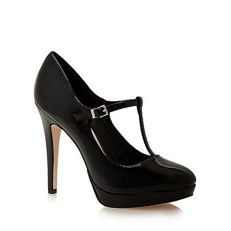 Faith Black Patent Christina High Platform Heel T Bar Shoes Faith Black Patent Christina High Platform Heel T Bar Shoes Debenhams