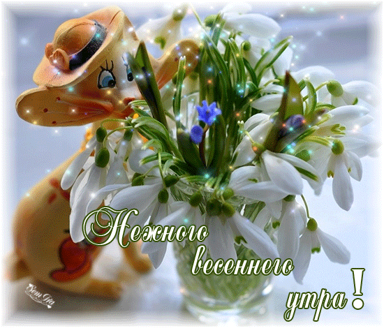 Компьютер, весенние анимационные картинки с добрым утром