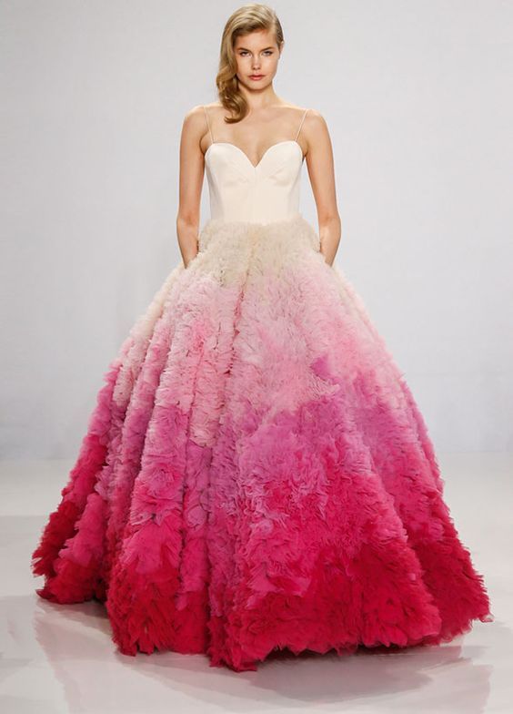Spaghetti Strap Pink Ombre Wedding Dress Prom Dreeses Pinterest Striking Spaghetti Strap Pink Ombre Wedding Dress Featured Siriano