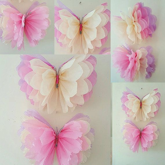 Four 14 girls birthday party decorations tissue by Ohsopretty37 Butterfly Birthday Party, Birthday Diy, Girls Birthday Party, Birthday Party Decorations, Birthday Ideas, Wedding Decorations, Room Decorations, Girl Party, Bday