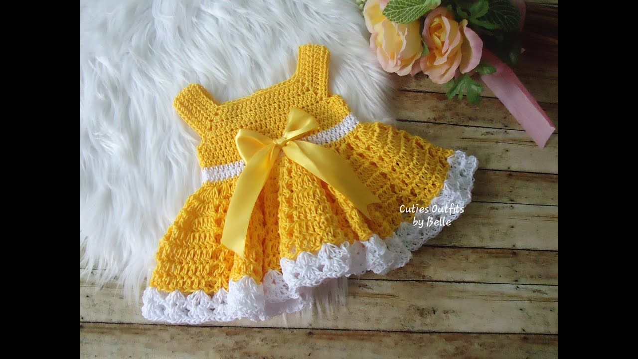 newborn to 3 months old baby dress Crochet baby dress