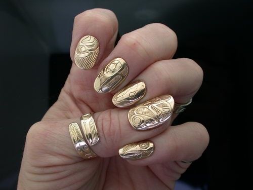 14k Haida Nails Lookin Good Pinterest Gold Nail Manicure And 14k Haida Nails