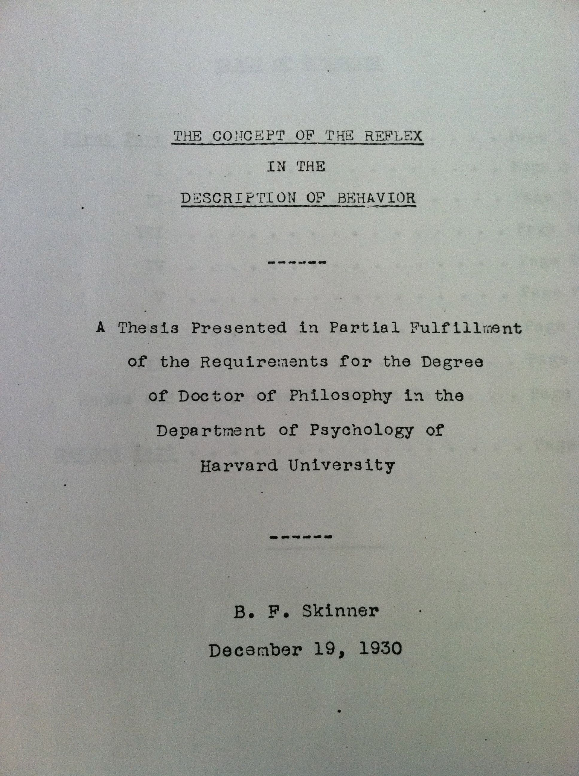Masters thesis on behavior analysis
