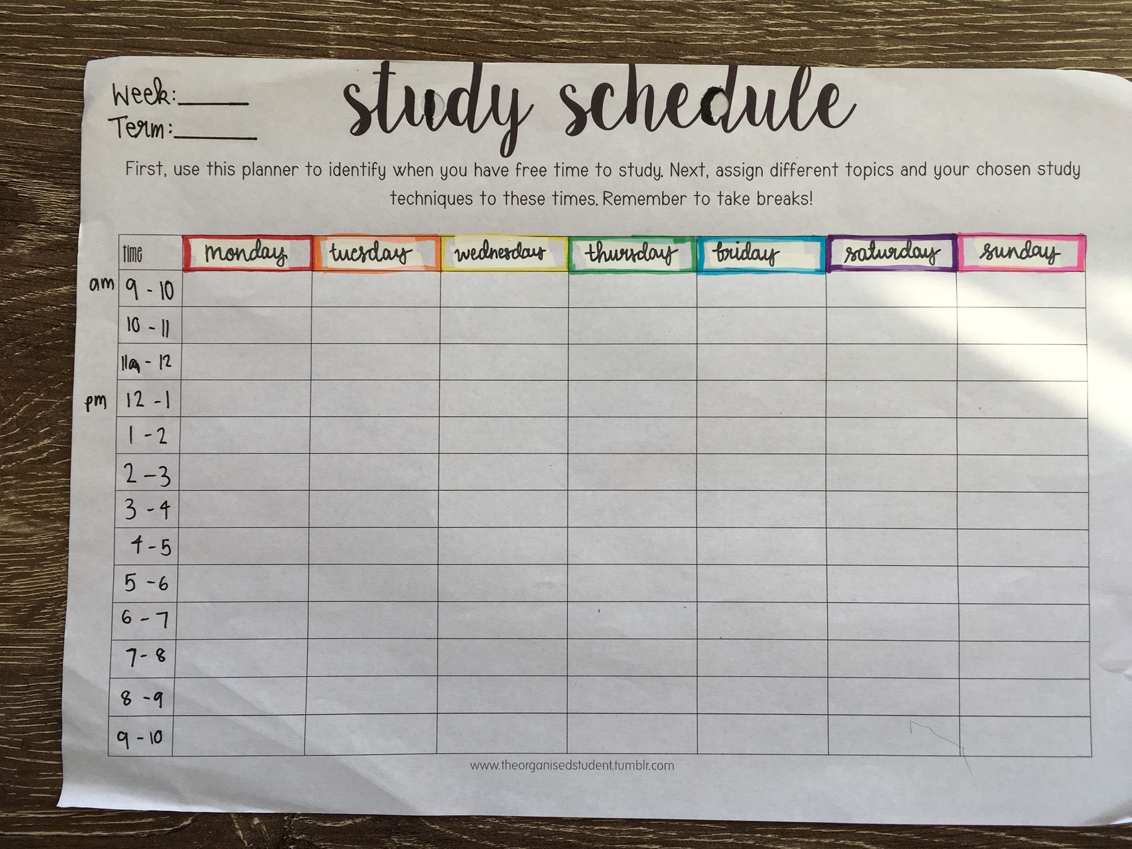 Study schedule Study schedule, Study techniques, College mom