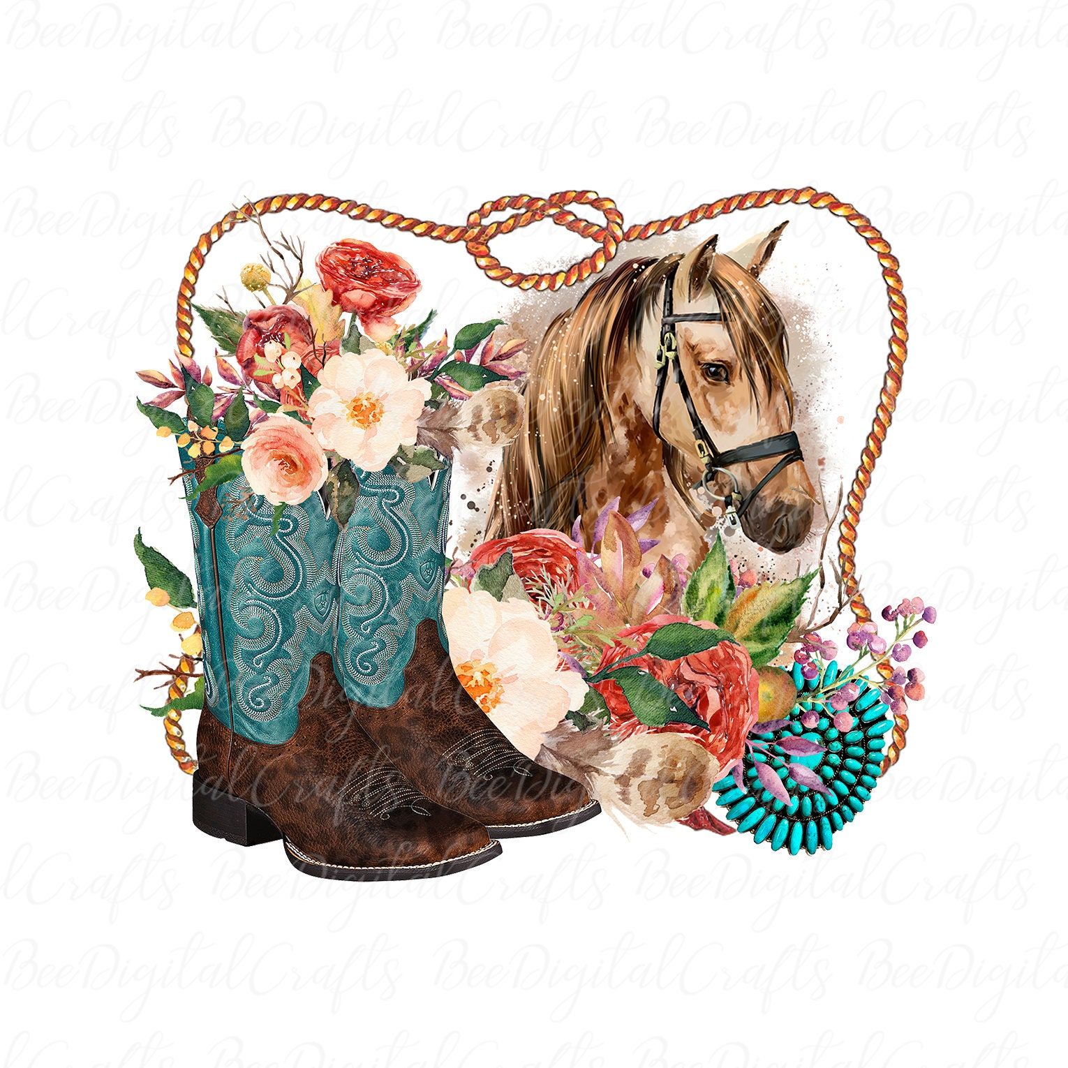 Floral horse PNG sublimation download Watercolor horse PNG t-shirt design