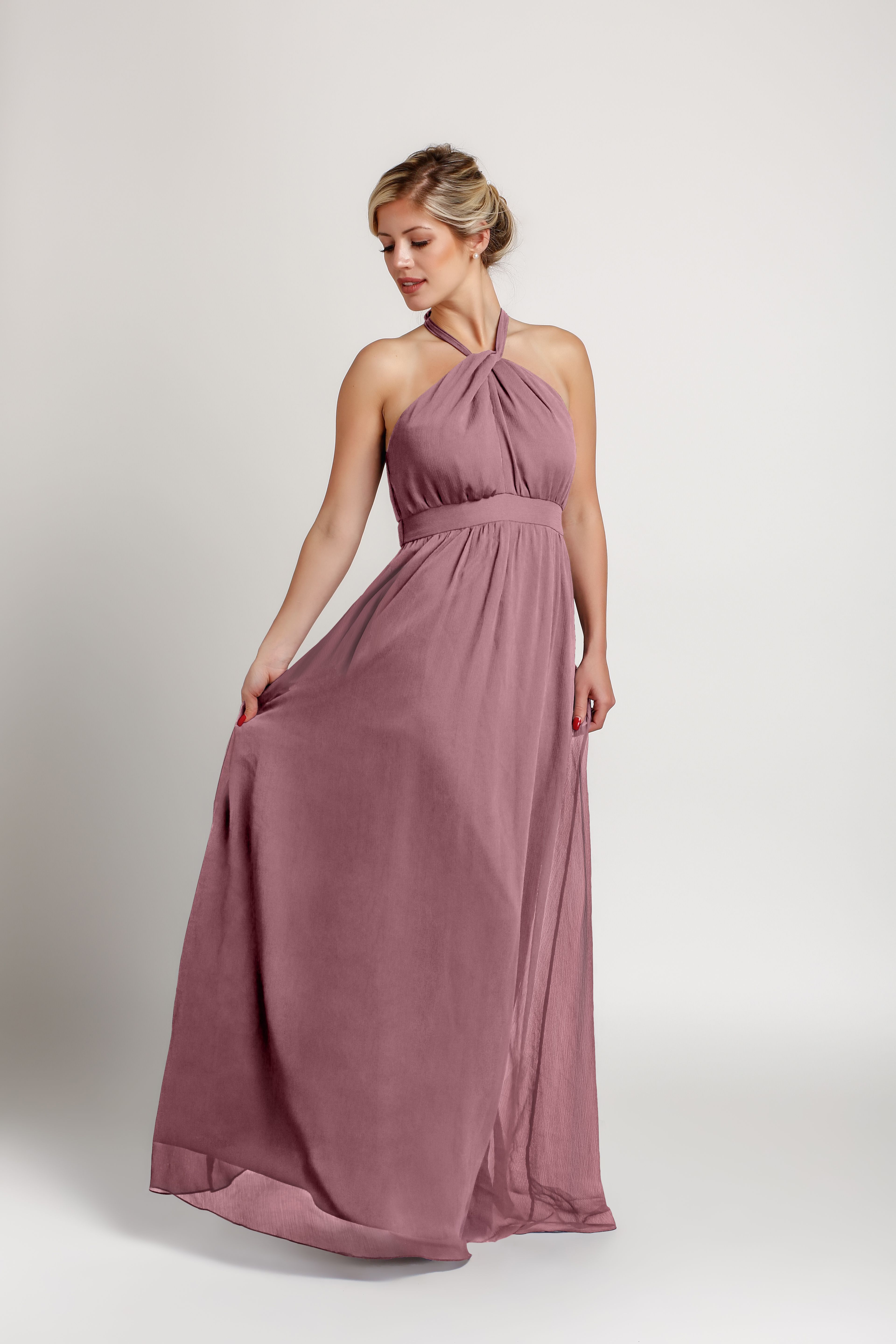 Dusty Rose Bridesmaid Dresses Rent Or Buy Floor Length Chiffon