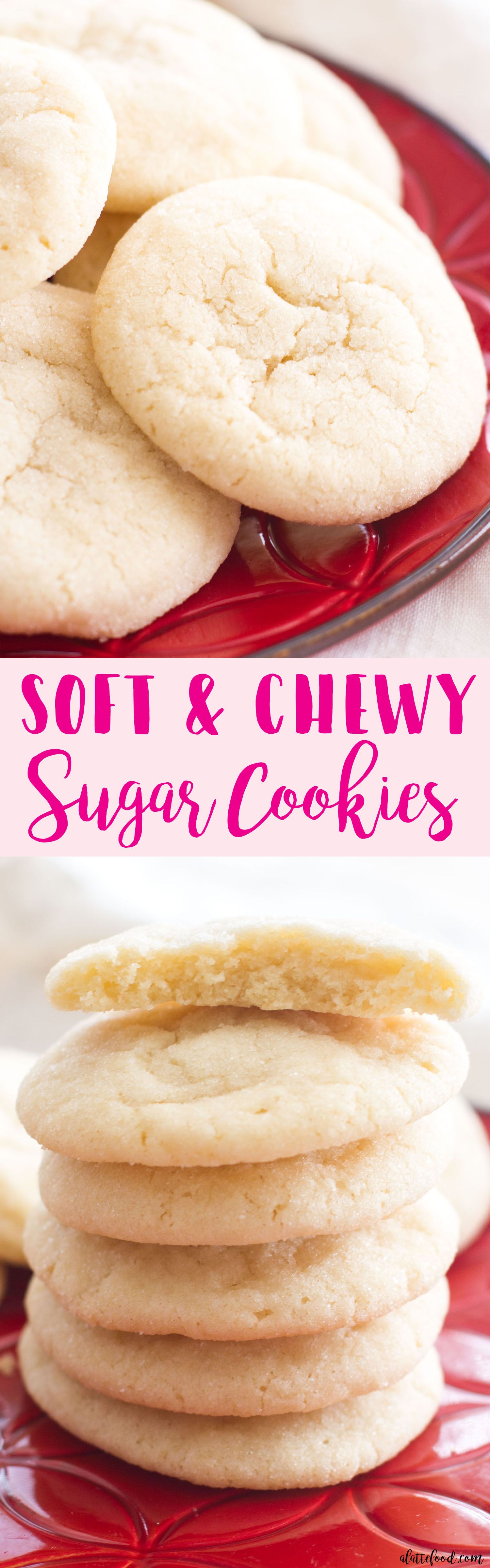 These soft and chewy sugar cookies are a Christmas cookie staple! This no-chill dough sugar cookie recipe is full of simple ingredients and comes together quickly! Chewy Sugar Cookies, Crinkle Cookies, Sugar Cookies Recipe, Easy Cookies, Yummy Cookies, Cookies Et Biscuits, Waffle Cookies, Vegan Cookies, Holiday Baking