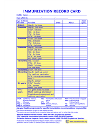 immunization record card baby book immunization record book