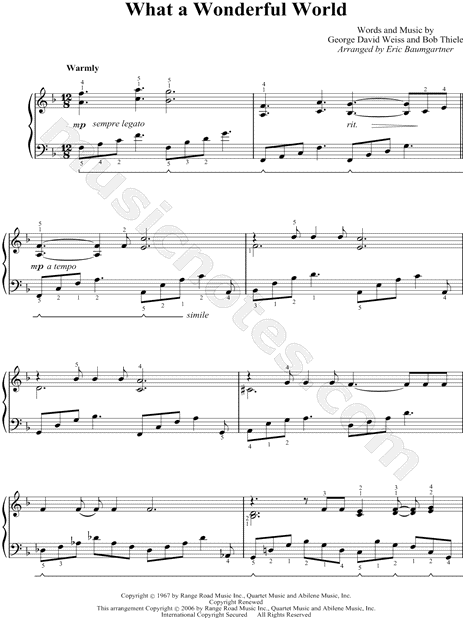 what a wonderful world sheet music by louis armstrong music what a wonderful world piano sheet music