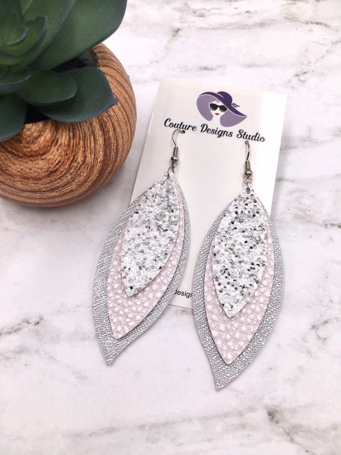 Glitter leather earrings Leather earrings Gifts for her glitter earrings Valentine\u2019s Day earrings