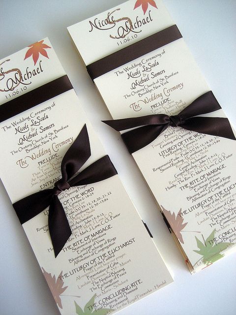 fall wedding program templates