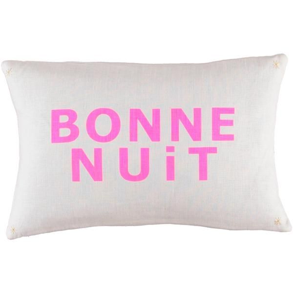 CUSHiON LETTER BONNE NUiT PiNK ON Bonne nuit pillow | Etsy
