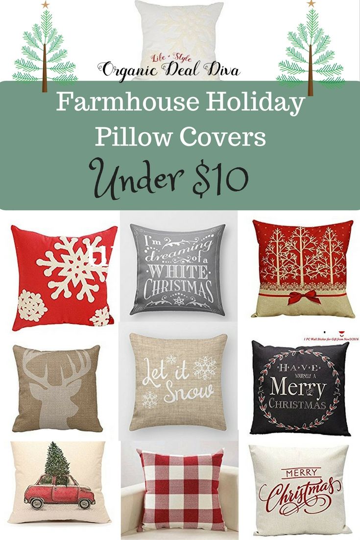 Holiday Farmhouse Pillow Covers Under 10 Holiday Pillows Covers Holiday Pillows Farmhouse Decorative Pillows