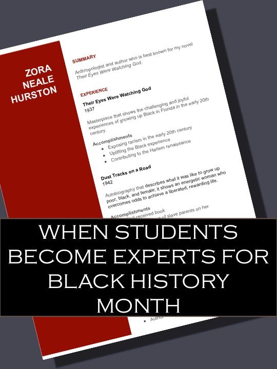 Black History Month Student-centered project on African-American - resume lesson plan Black History Month Student-centered project on African-American - resume lesson plan