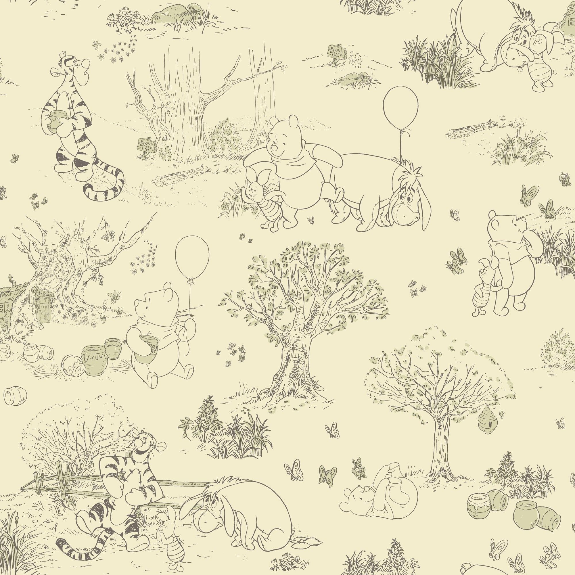 Room Mates Deco Winnie The Pooh Toile 33 X 205 Room Mates Deco Winnie The Pooh Toile 33 X 205