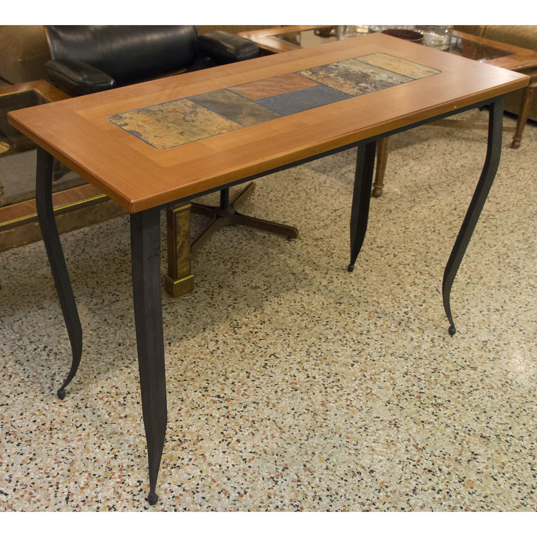 Sofa Table With Iron Legs And Slate Tile Top Funky Furniture Sofa Table With Iron Legs And Slate Tile Top