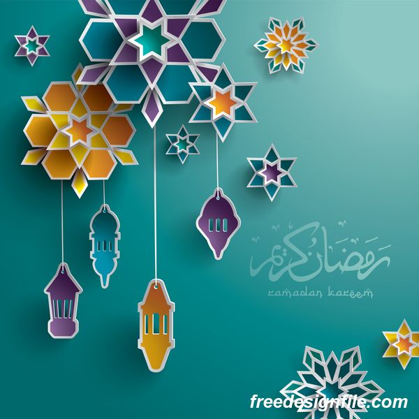 Ramadan Hintergrund Mit Farbigem Dekor Vektor With Images