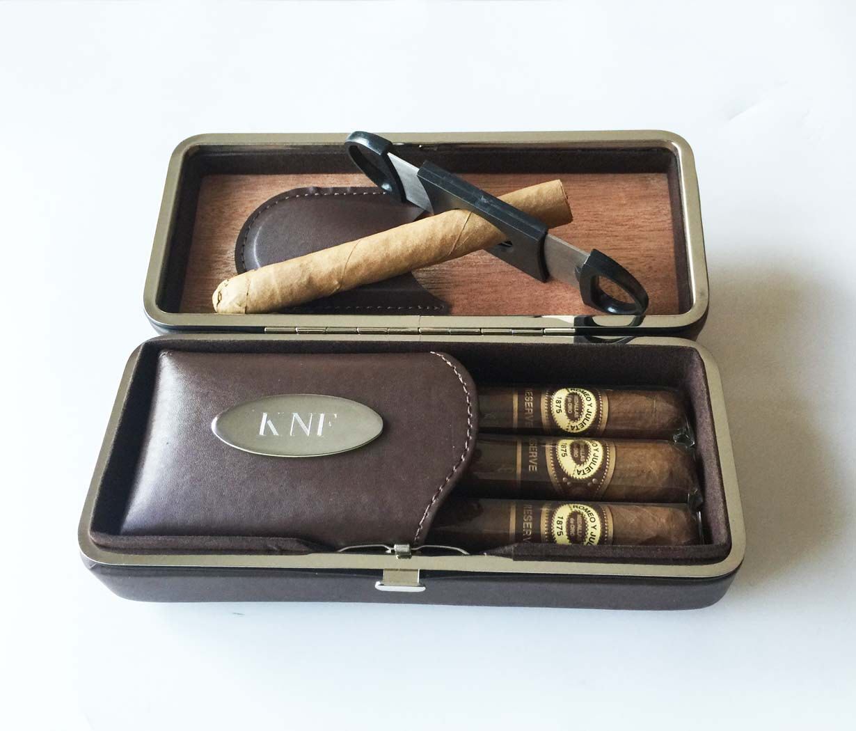 Birthday gift for him Personalized Cigar Case /& Cigar Cutter Custom engraved Cigar cutter Cigar Case -Holidays Christmas gift for men