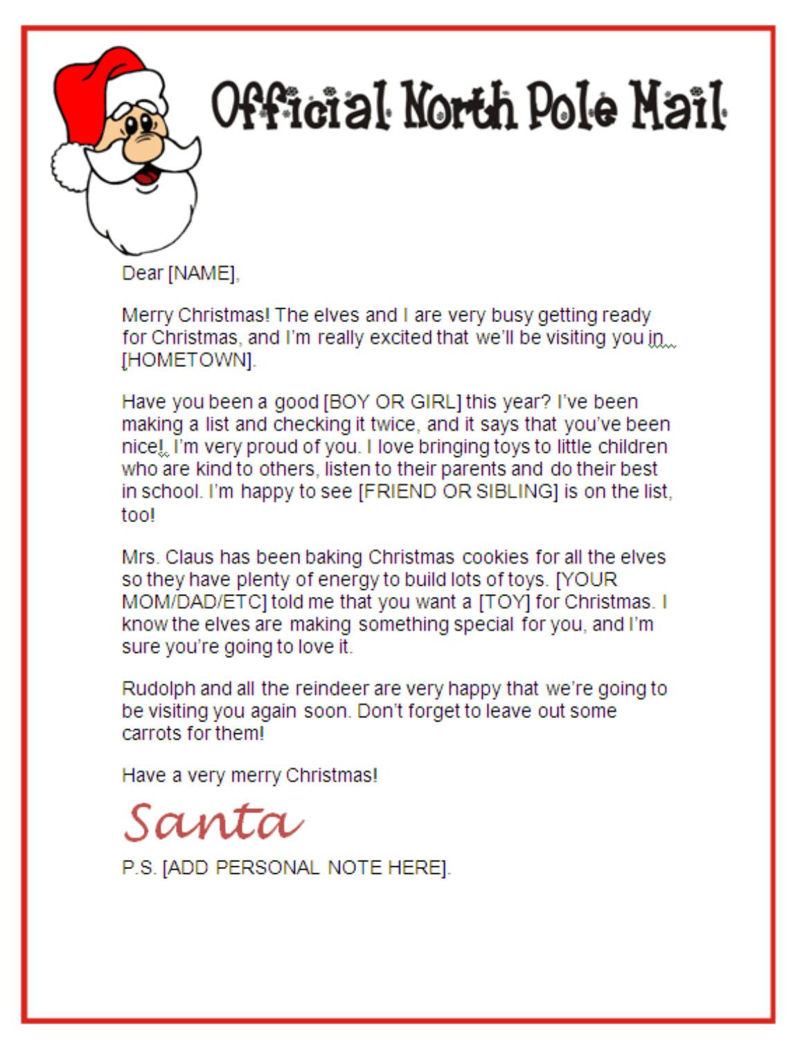 The Glamorous Santa Letter Stationary Official North Pole Mail 