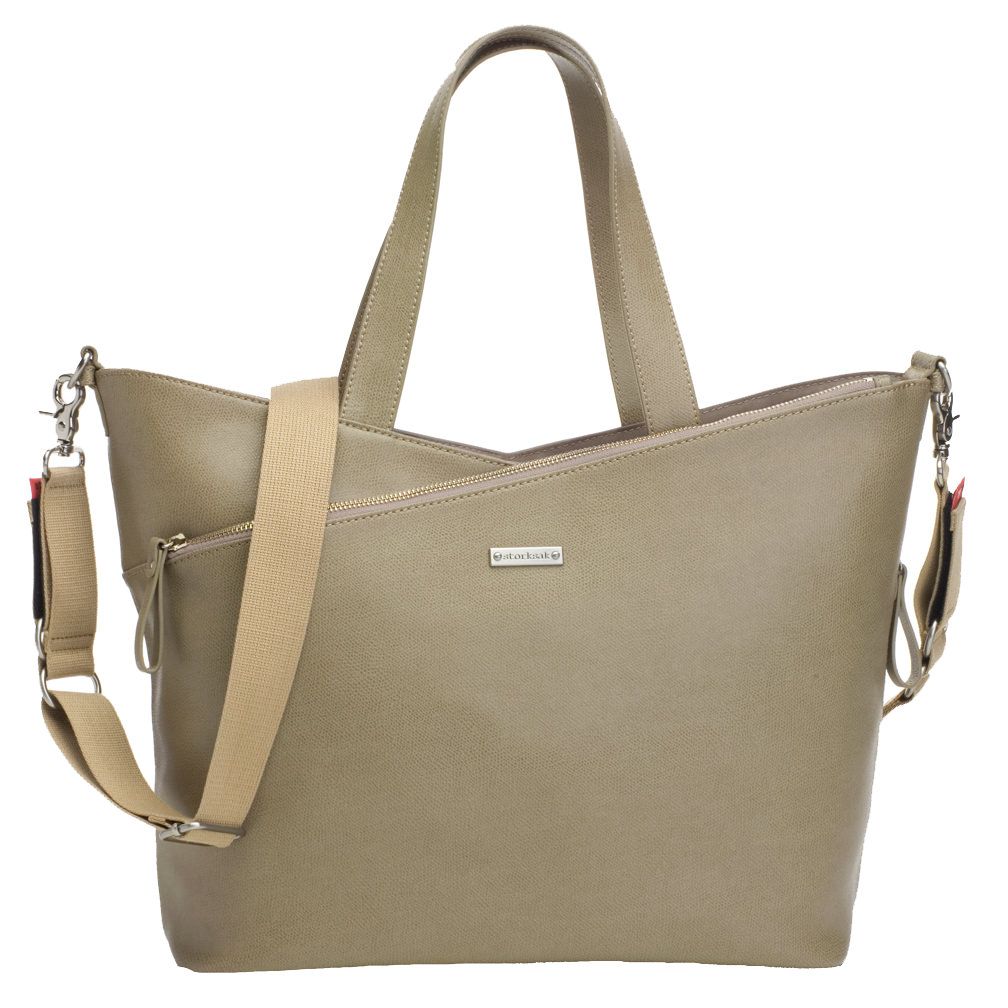 Storksak Lucinda Tote Diaper Bag Taupe Textured Leather Designer Storksak Lucinda Tote Diaper Bag Taupe Textured Leather Designer Bags
