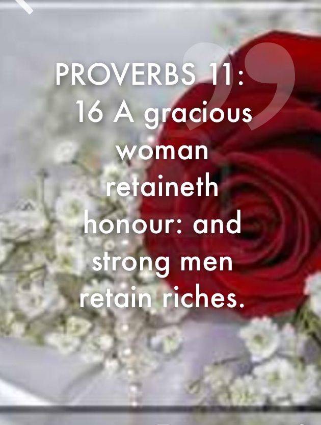 PROVERBS 11: 16 A gracious woman retaineth honour: and strong men retain riches. APOSTOLIC /PENTECOST… | Proverbs 11, Pentecostal christian, Christian counseling