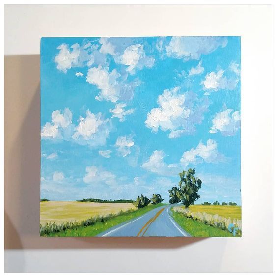 Jul 17, 2020 - A collection of 40 easy acrylic painting ideas for anyone who needs inspiration for an empty canvas. Canvas Painting Tutorials, Nature Art Painting, Diy Canvas Art Painting, Amazing Art Painting, Painting Art Projects, Road Painting, Acrylic Painting Inspiration, Trippy Painting, Acrylic Landscape Painting