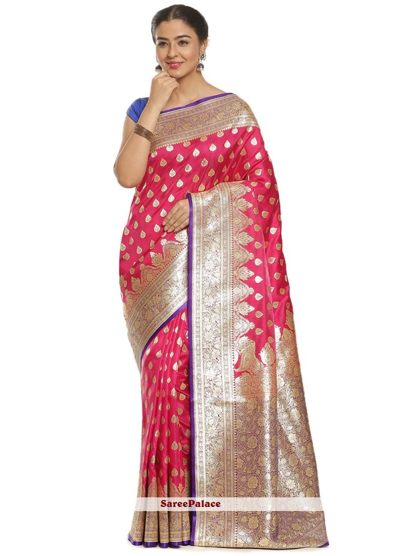 Banarasi Sarees, Zari, Ready To Wear Saree, Back Neck Designs, Net Saree, Pink Saree, Traditional Sarees, Designer Gowns, Sarees Online