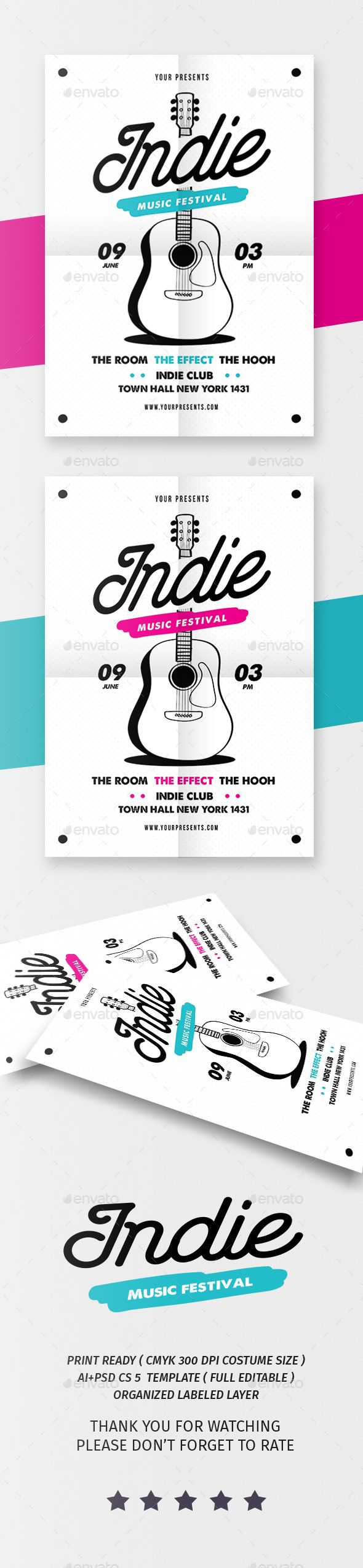 indie music festival flyer template psd ai illustrator download size of flyer in illustrator