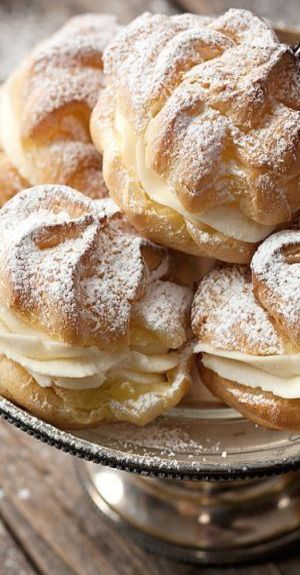 Cannoli Cream Filled Cream Puffs | Seasons and Suppers