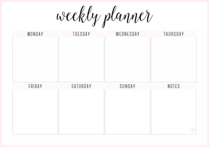 1 week planner