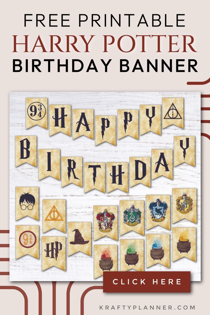 Free printable harry potter birthday banner Artofit