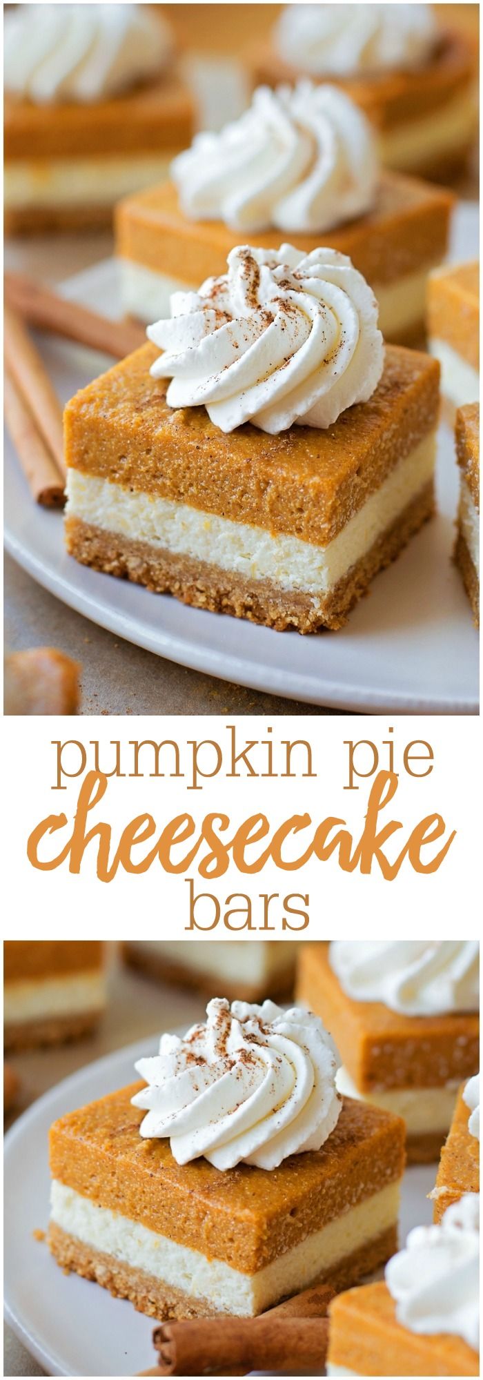 Pumpkin Pie Cheesecake Bars #thanksgivingrecipes