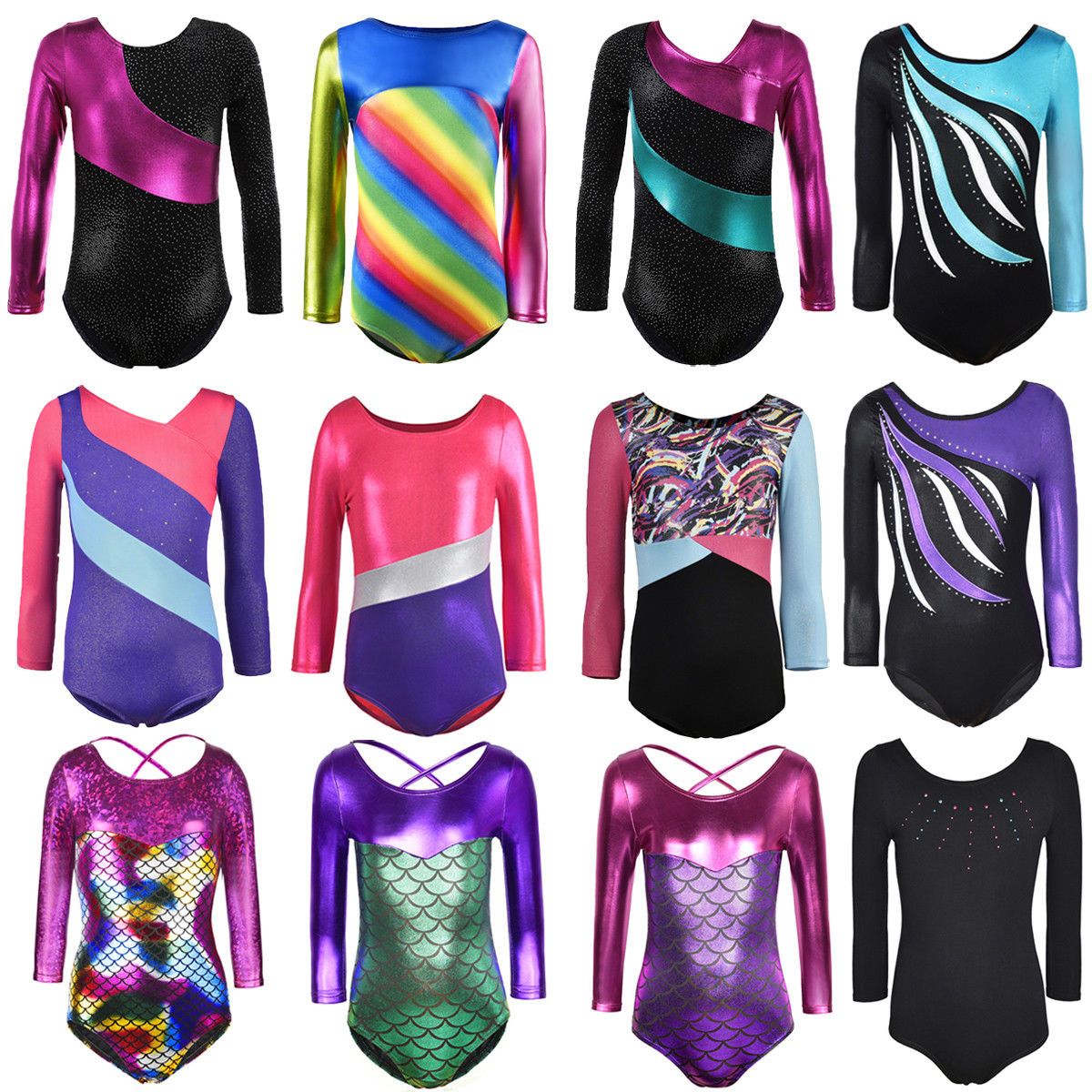 Girls Gymnastics Leotard Ballet Clothes Dance Wear Leotards Purple Bodysuit CAD