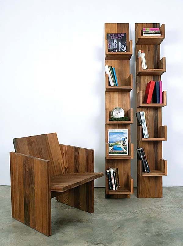 bookshelves furniture made of reclaimed redwood by deger cengiz furniture design chair shelves furniture